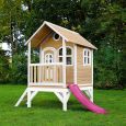 Stelzenhaus mit pinker Rutsche